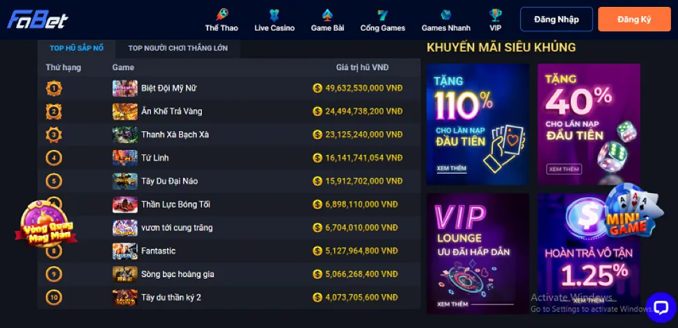 Banner khuyến mãi casino hấp dẫn
